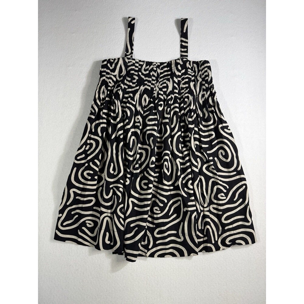 Banana Republic Linen Blend Mini Dress Women’s S Black Ivory Abstract Drapey